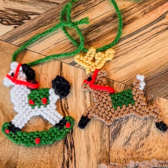 Collection of 17-Charming Vintage Christmas Themed Crochet Needlepoint Ornaments - Picture 9 of 9